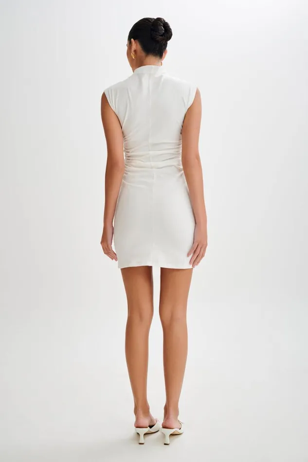 Women Meshki Dresses Melania High Neck Mini Dress 8211 White