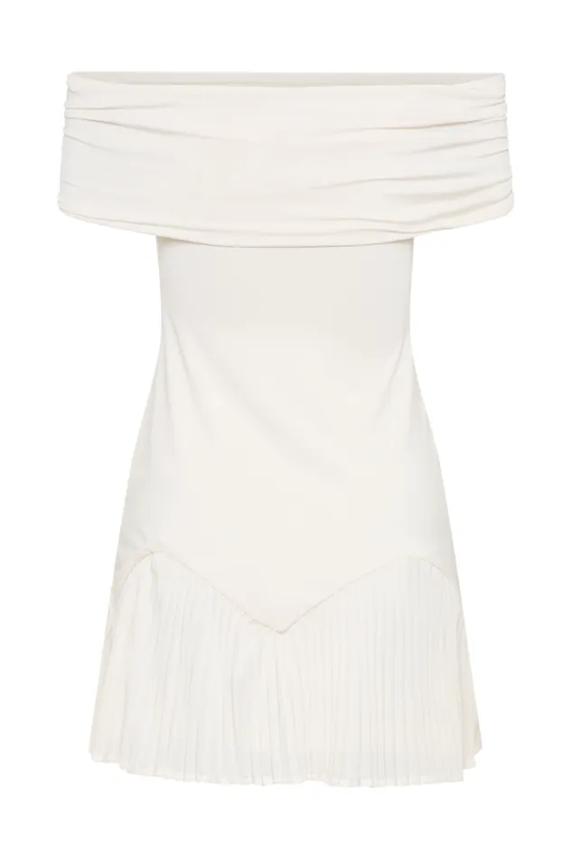 Women Meshki Dresses Melina Slinky Off Shoulder Mini Dress 8211 Ivory