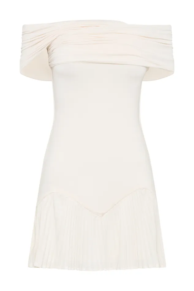 Women Meshki Dresses Melina Slinky Off Shoulder Mini Dress 8211 Ivory