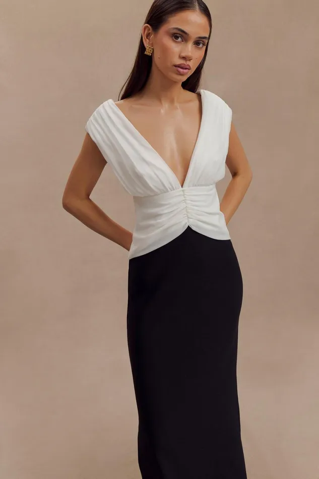 Women Meshki Dresses Monique Contrast Maxi Dress 8211 Black