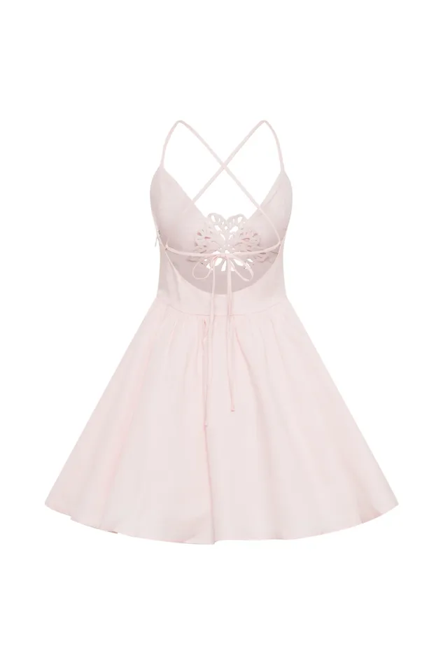 Women Meshki Dresses Muriel Cotton Mini Dress With Crochet 8211 Powder Pink