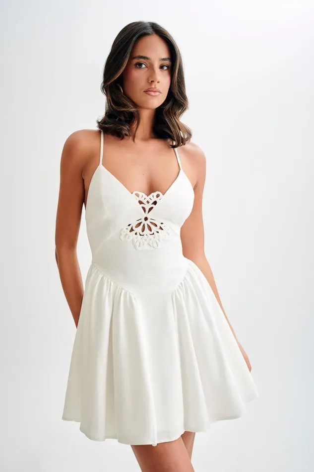 Women Meshki Dresses Muriel Cotton Mini Dress With Crochet 8211 White
