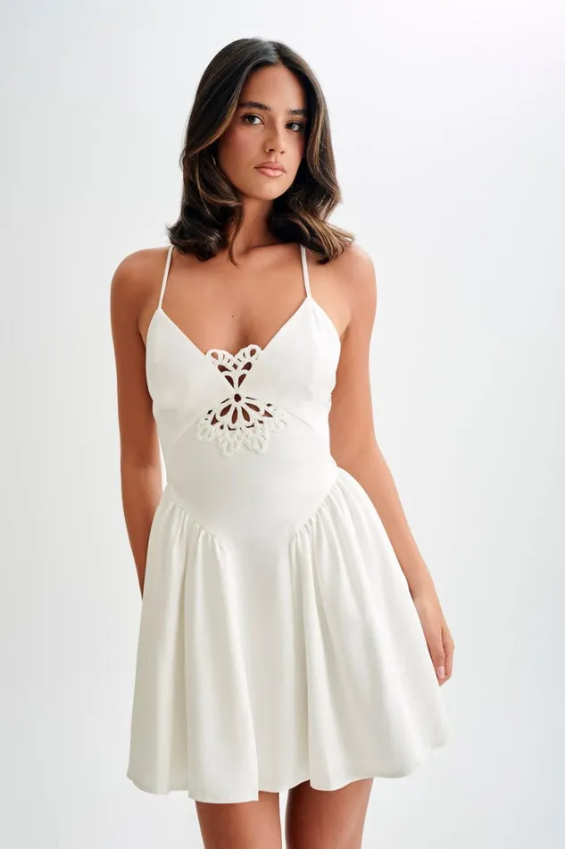 Women Meshki Dresses Muriel Cotton Mini Dress With Crochet 8211 White
