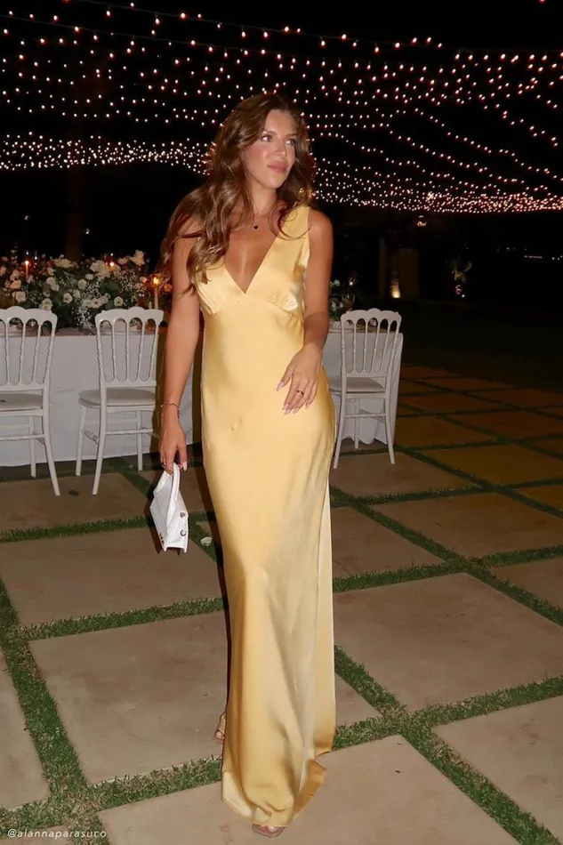 Women Meshki Dresses Nadia Maxi Satin Dress With Back Cowl 8211 Lemon