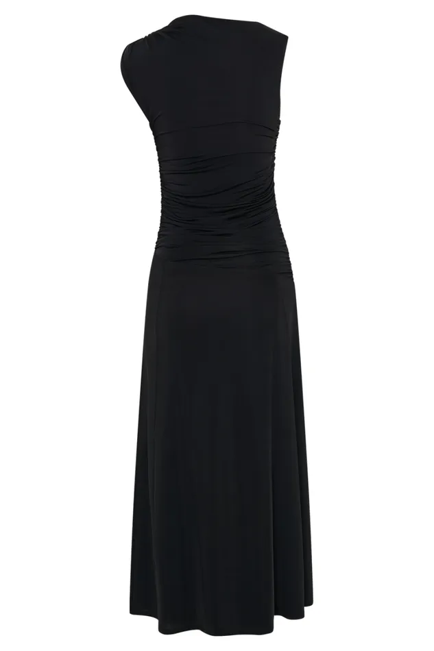Women Meshki Dresses Navanna Asymmetric Slinky Midi Dress 8211 Black