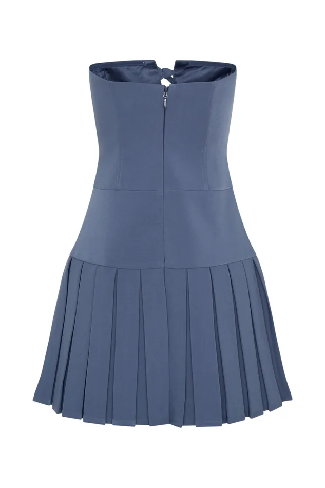 Women Meshki Dresses Naya Pleated Mini Dress With Ties 8211 Steel