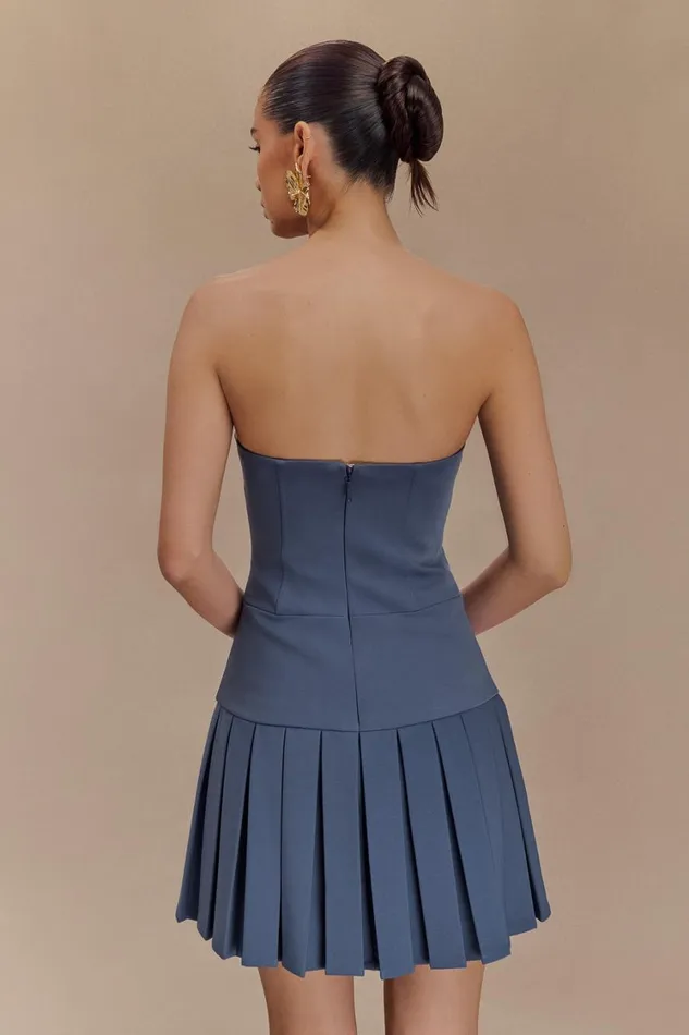 Women Meshki Dresses Naya Pleated Mini Dress With Ties 8211 Steel