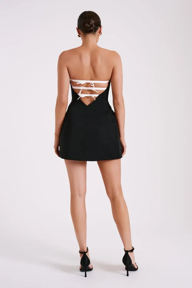 Women Meshki Dresses Neeka Strapless Bow Back Mini Dress 8211 Black