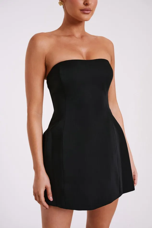 Women Meshki Dresses Neeka Strapless Bow Back Mini Dress 8211 Black
