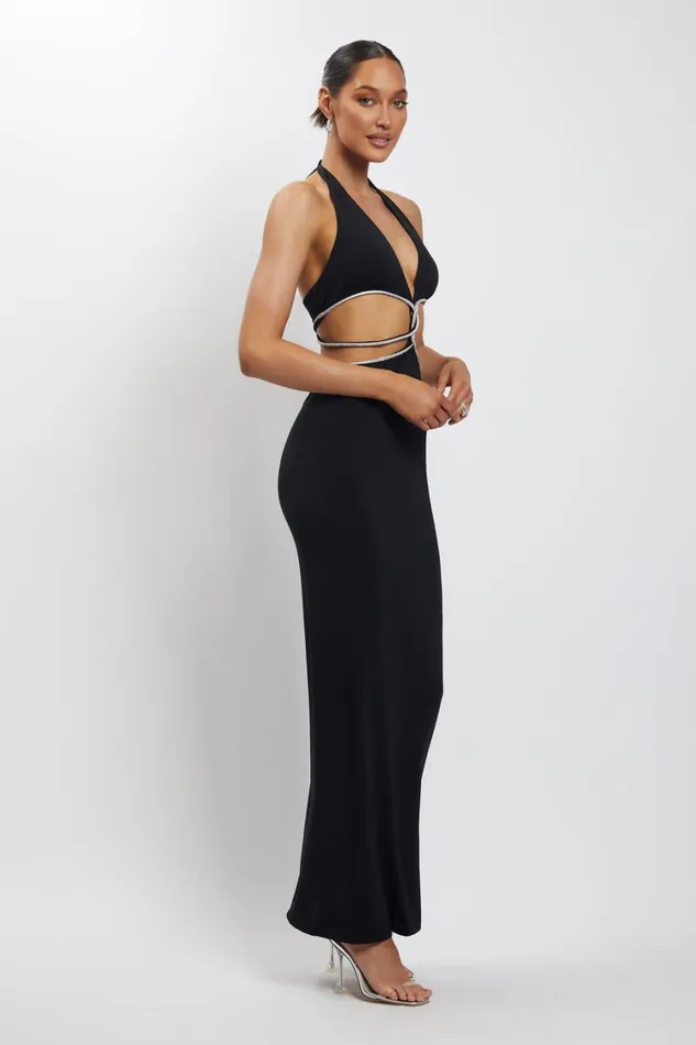 Women Meshki Dresses Nicha Diamante Cut Out Maxi Dress 8211 Black Women Meshki Dresses Nicha Diamante Cut Out Maxi Dress 8211 Black