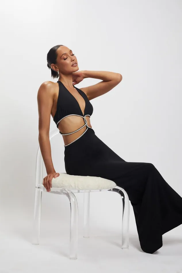 Women Meshki Dresses Nicha Diamante Cut Out Maxi Dress 8211 Black Women Meshki Dresses Nicha Diamante Cut Out Maxi Dress 8211 Black