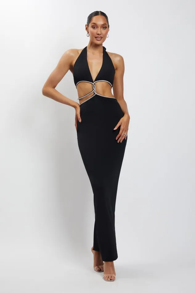 Women Meshki Dresses Nicha Diamante Cut Out Maxi Dress 8211 Black Women Meshki Dresses Nicha Diamante Cut Out Maxi Dress 8211 Black