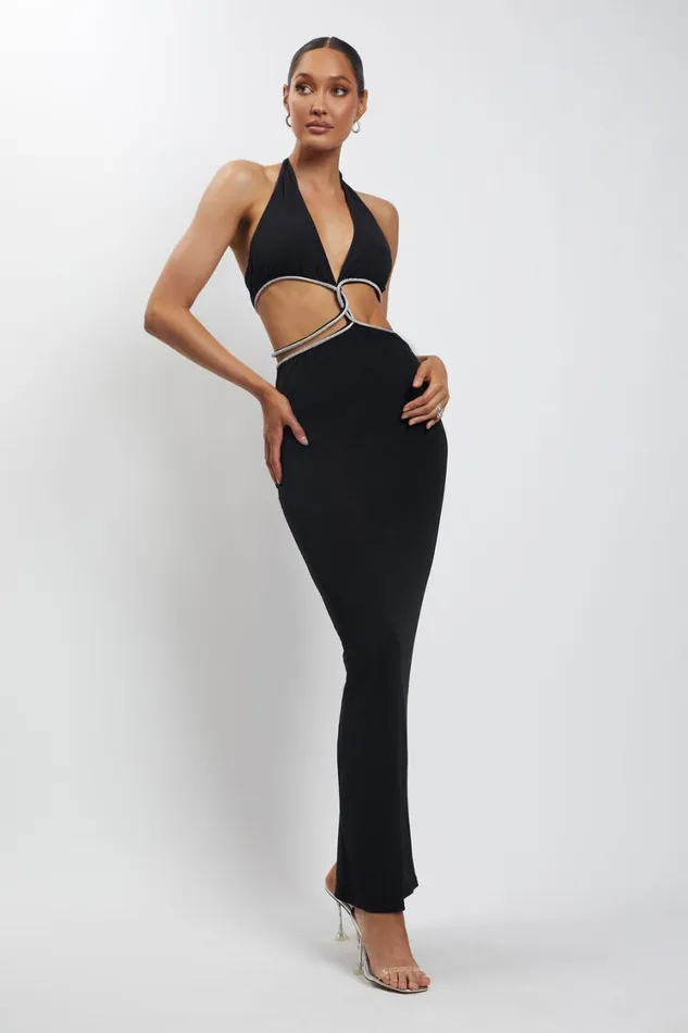 Women Meshki Dresses Nicha Diamante Cut Out Maxi Dress 8211 Black Women Meshki Dresses Nicha Diamante Cut Out Maxi Dress 8211 Black