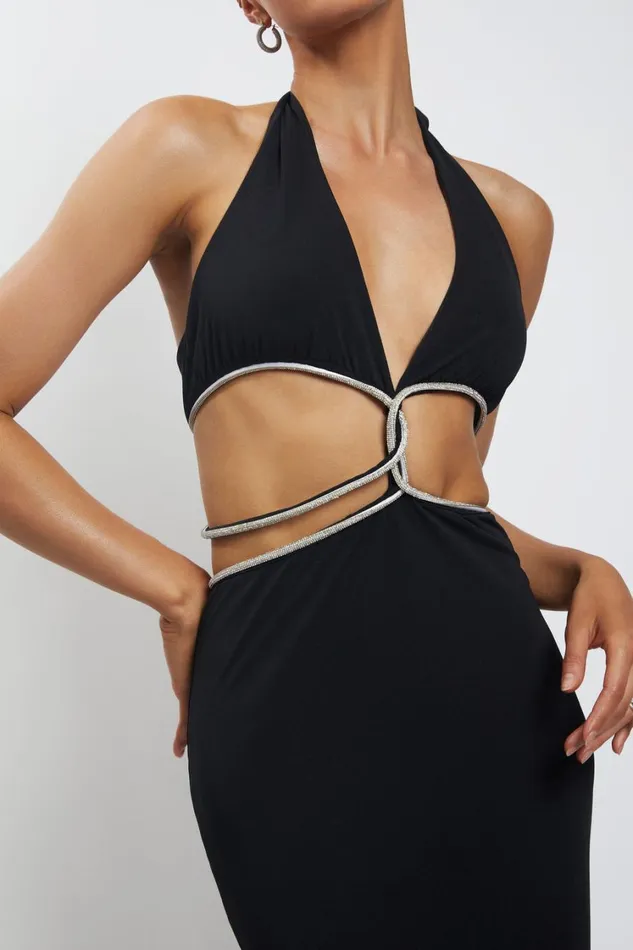 Women Meshki Dresses Nicha Diamante Cut Out Maxi Dress 8211 Black Women Meshki Dresses Nicha Diamante Cut Out Maxi Dress 8211 Black