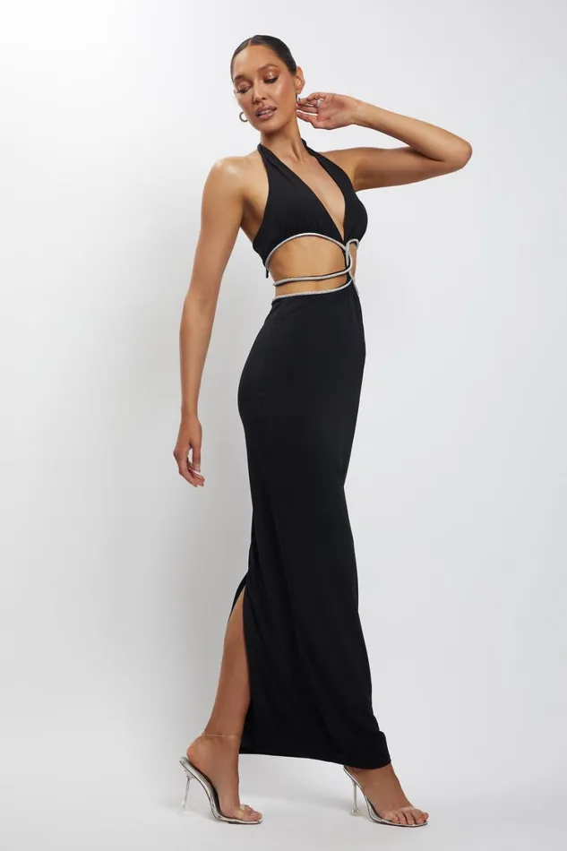 Women Meshki Dresses Nicha Diamante Cut Out Maxi Dress 8211 Black Women Meshki Dresses Nicha Diamante Cut Out Maxi Dress 8211 Black