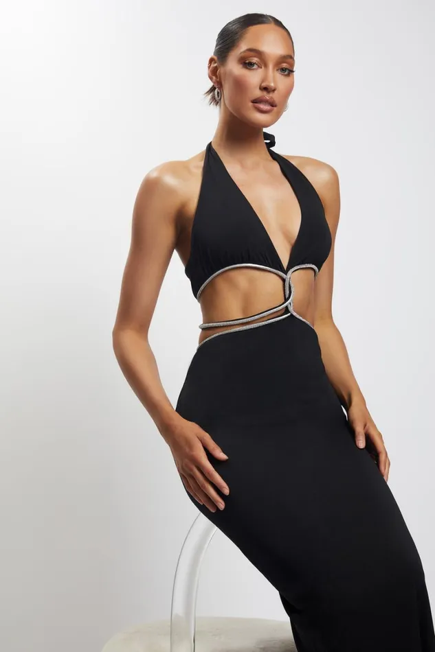 Women Meshki Dresses Nicha Diamante Cut Out Maxi Dress 8211 Black Women Meshki Dresses Nicha Diamante Cut Out Maxi Dress 8211 Black
