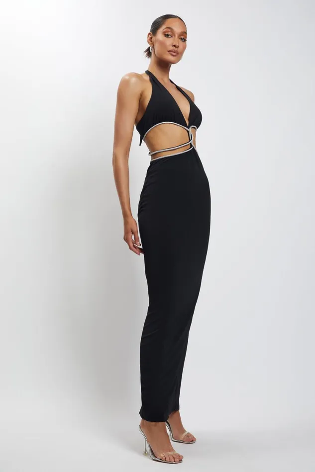 Women Meshki Dresses Nicha Diamante Cut Out Maxi Dress 8211 Black Women Meshki Dresses Nicha Diamante Cut Out Maxi Dress 8211 Black