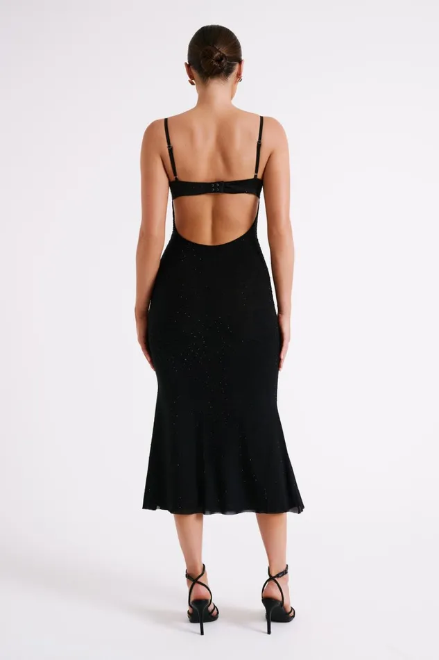 Women Meshki Dresses Novah Hot Fix Mesh Midi Dress 8211 Black