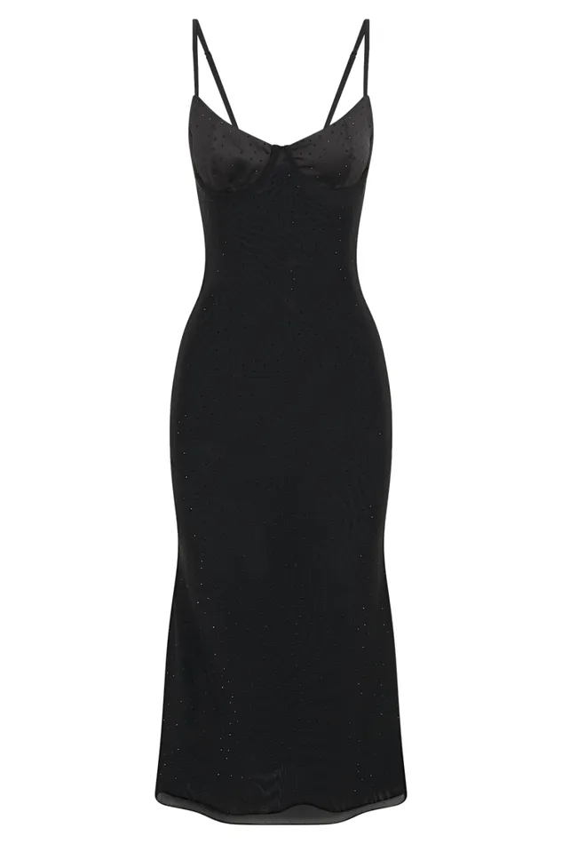 Women Meshki Dresses Novah Hot Fix Mesh Midi Dress 8211 Black