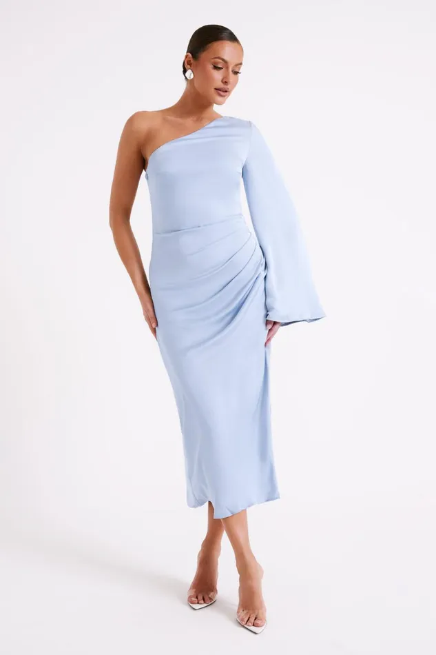 Women Meshki Dresses Nyomi One Shoulder Maxi Dress 8211 Ice Blue