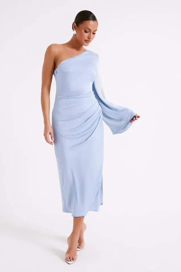 Women Meshki Dresses Nyomi One Shoulder Maxi Dress 8211 Ice Blue