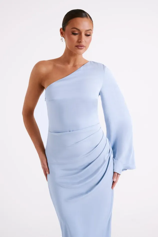 Women Meshki Dresses Nyomi One Shoulder Maxi Dress 8211 Ice Blue