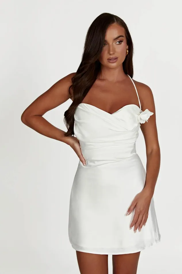 Women Meshki Dresses Otillie Rose Halter Mini Dress 8211 White