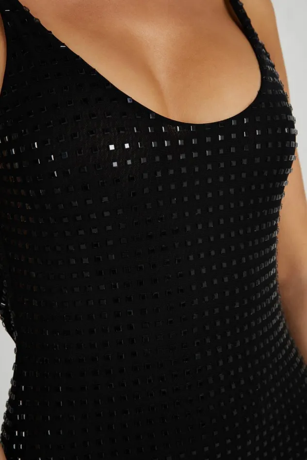 Women Meshki Dresses Pam Square Diamante Maxi Dress 8211 Black