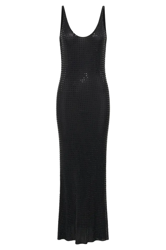 Women Meshki Dresses Pam Square Diamante Maxi Dress 8211 Black