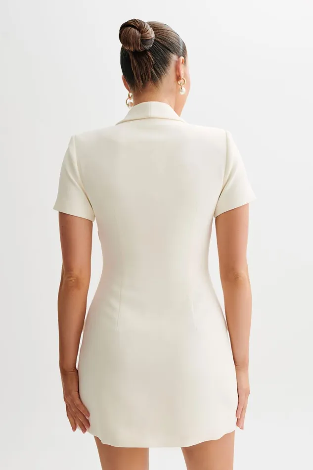 Women Meshki Dresses Paolina Collared Suiting Mini Dress 8211 Ivory