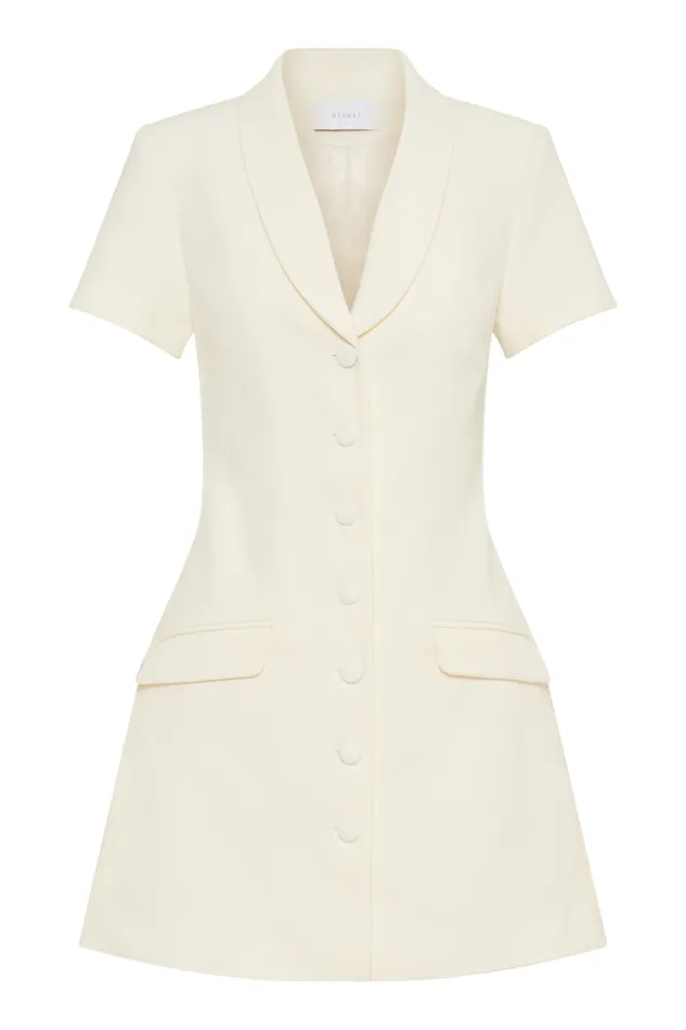 Women Meshki Dresses Paolina Collared Suiting Mini Dress 8211 Ivory