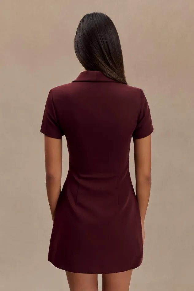 Women Meshki Dresses Paolina Collared Suiting Mini Dress 8211 Plum
