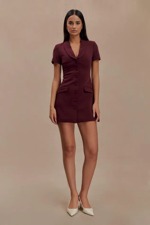 Women Meshki Dresses Paolina Collared Suiting Mini Dress 8211 Plum