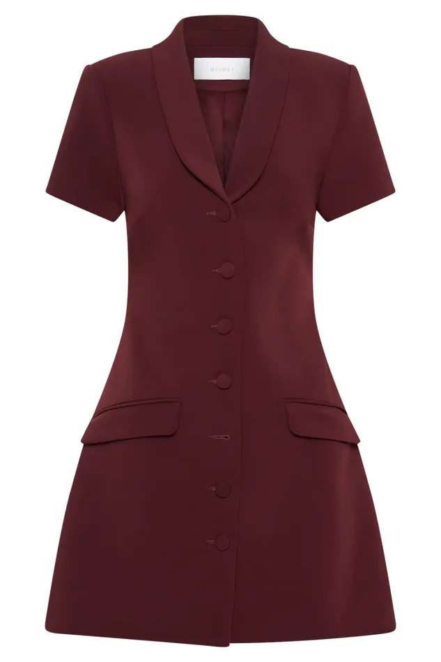 Women Meshki Dresses Paolina Collared Suiting Mini Dress 8211 Plum