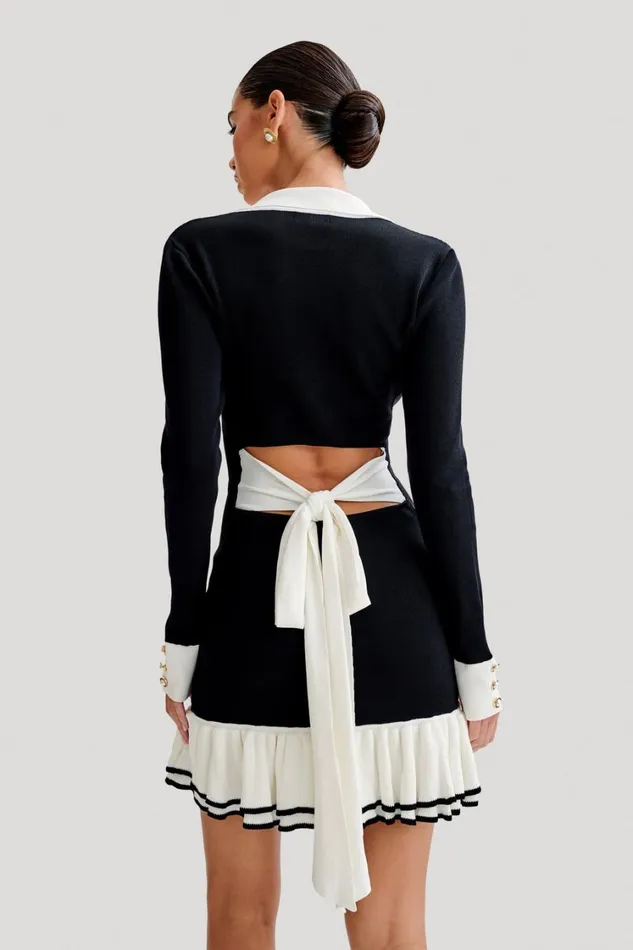 Women Meshki Dresses Pareesa Contrast Frill Mini Dress 8211 Black