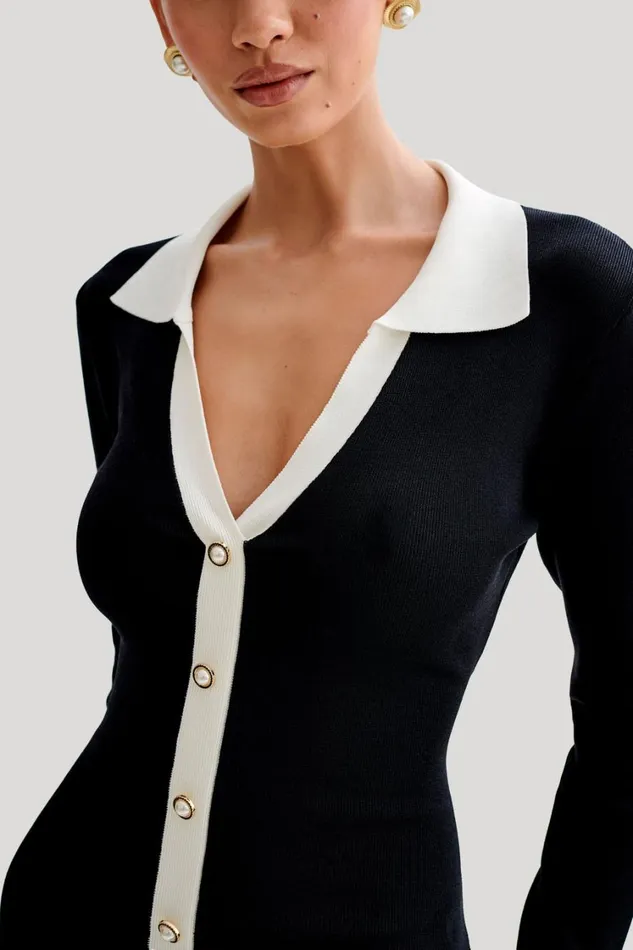 Women Meshki Dresses Pareesa Contrast Frill Mini Dress 8211 Black