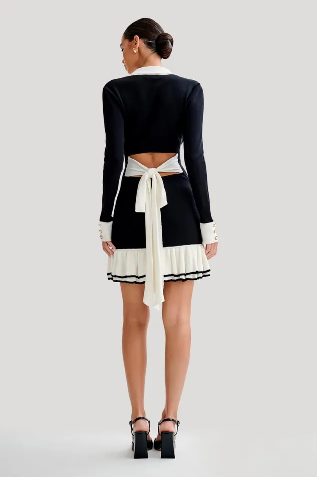 Women Meshki Dresses Pareesa Contrast Frill Mini Dress 8211 Black