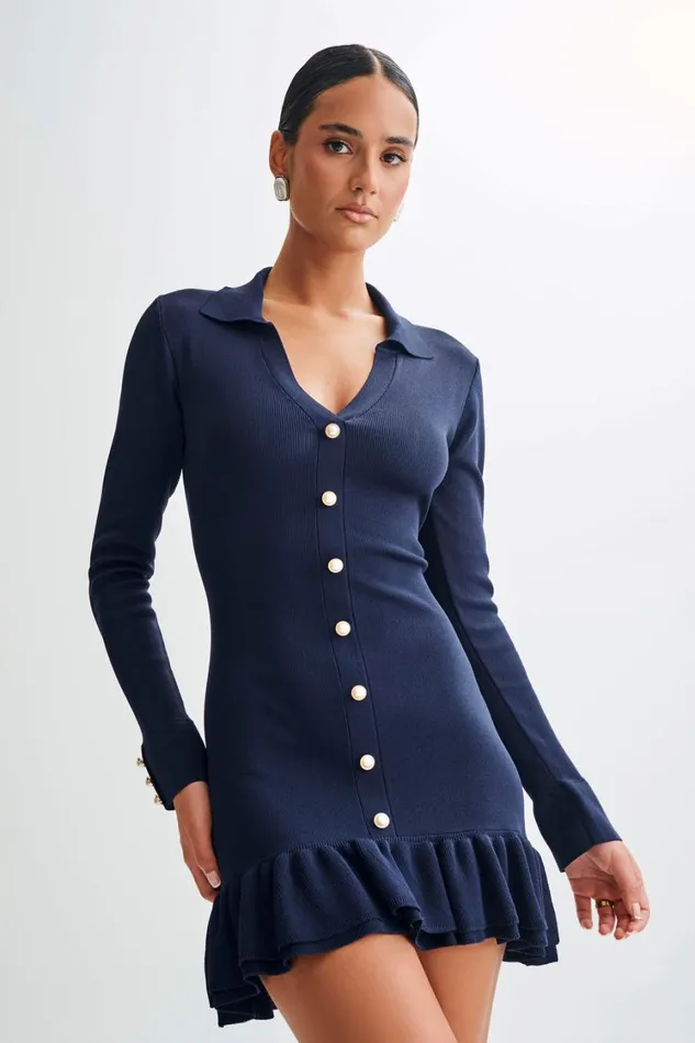 Women Meshki Dresses Pareesa Frill Mini Dress 8211 Navy