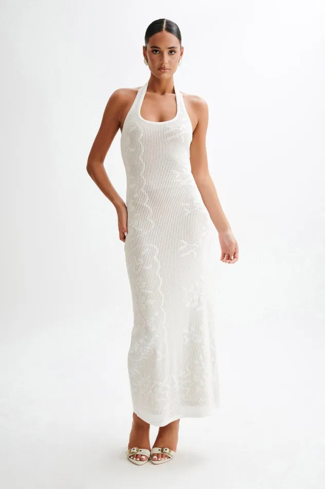 Women Meshki Dresses Patrizia Knit Halter Maxi Dress 8211 Ivory