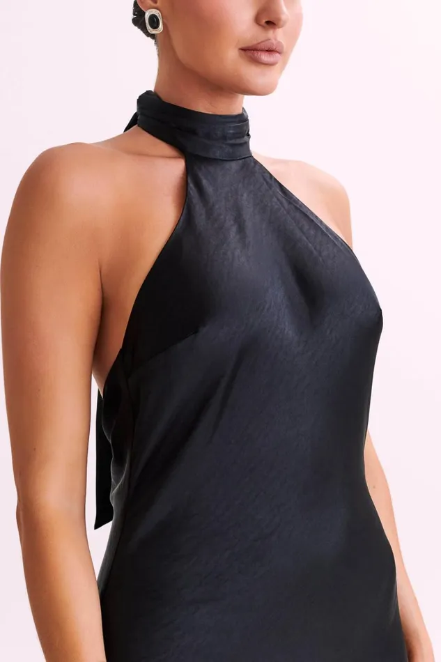 Women Meshki Dresses Paulette Satin Midi Dress With Bow 8211 Black