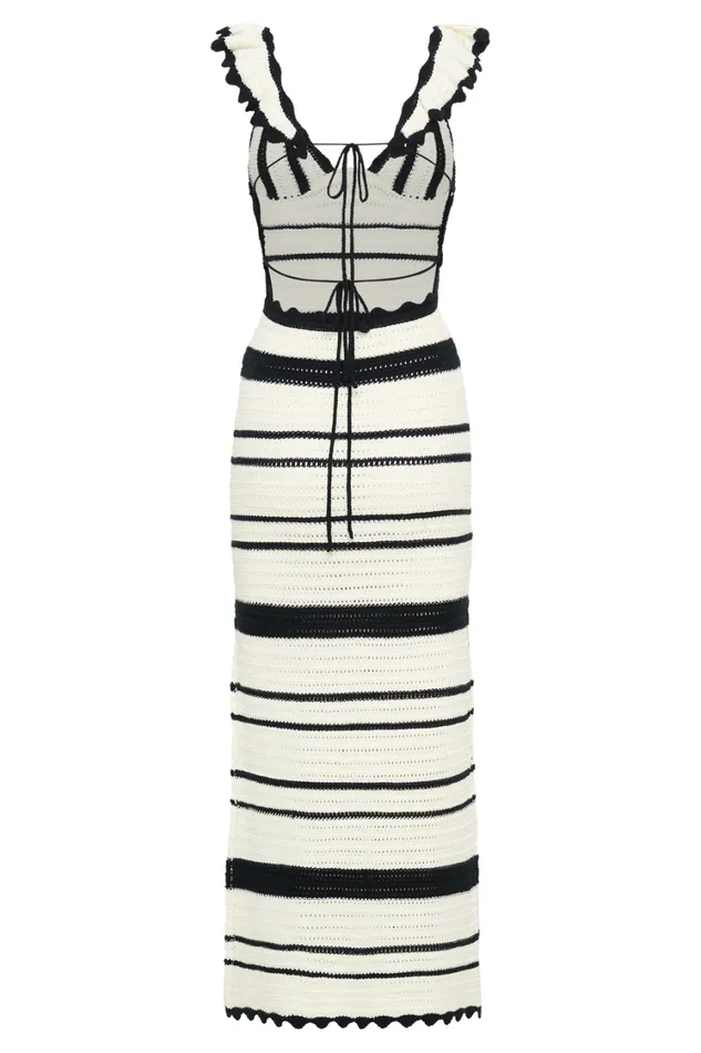 Women Meshki Dresses Perpetua Knit Contrast Maxi Dress 8211 Black And White