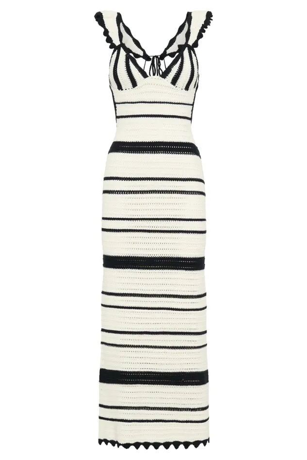 Women Meshki Dresses Perpetua Knit Contrast Maxi Dress 8211 Black And White