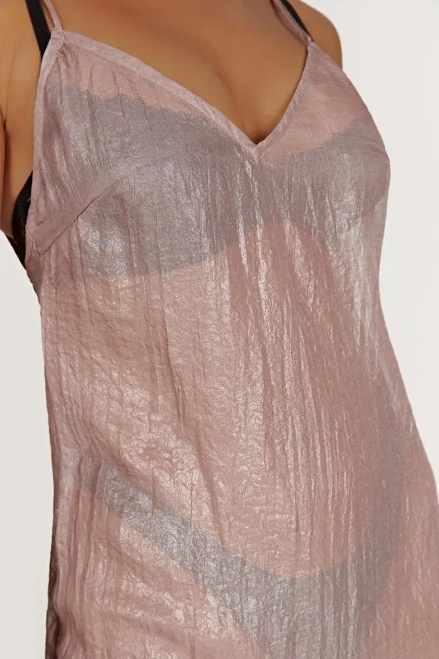 Women Meshki Dresses Phoebe Sheer Iridescent Maxi Dress 8211 Taupe
