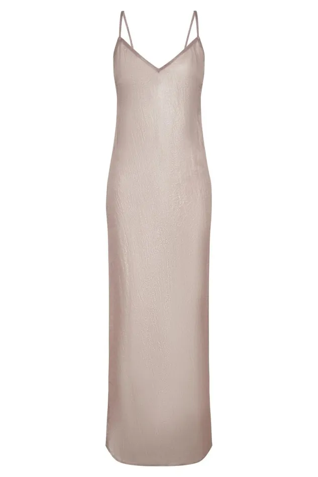 Women Meshki Dresses Phoebe Sheer Iridescent Maxi Dress 8211 Taupe