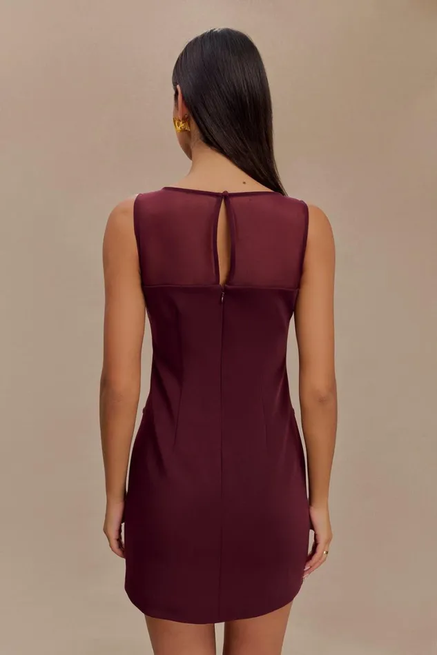 Women Meshki Dresses Posie Suiting Belted Mini Dress 8211 Mahogany