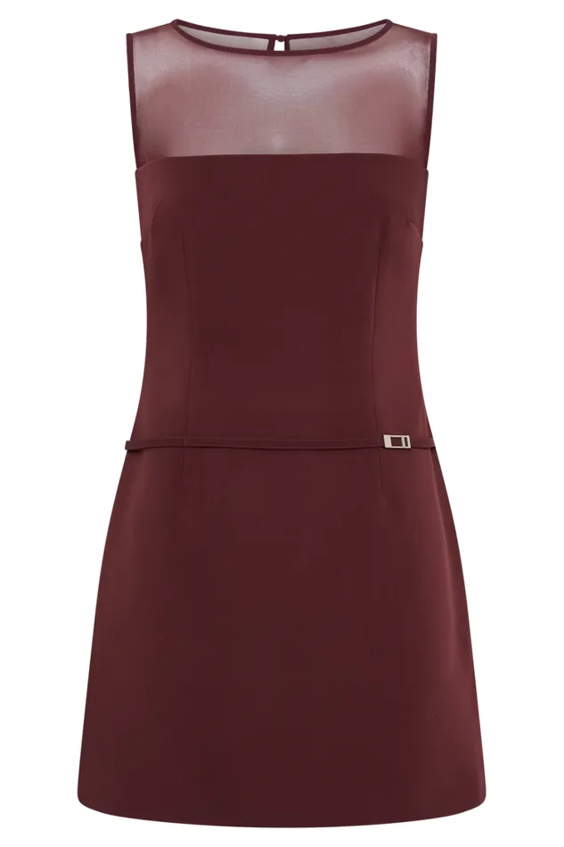 Women Meshki Dresses Posie Suiting Belted Mini Dress 8211 Mahogany