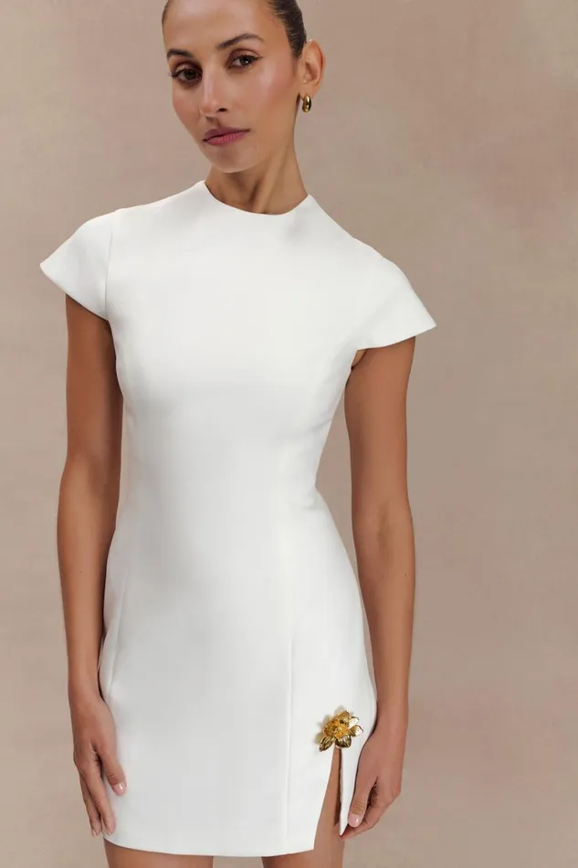 Women Meshki Dresses Remi Suiting Mini Dress With Floral Hardware 8211 White