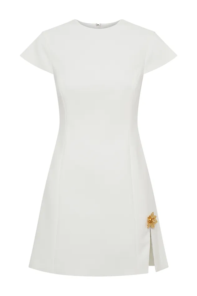 Women Meshki Dresses Remi Suiting Mini Dress With Floral Hardware 8211 White