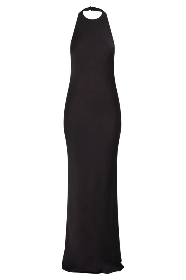 Women Meshki Dresses Rinna Satin Halter Maxi Dress 8211 Black
