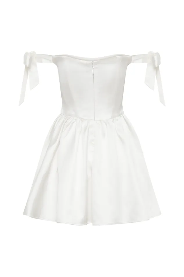 Women Meshki Dresses Rita Satin Mini Dress With Bow Sleeves 8211 White